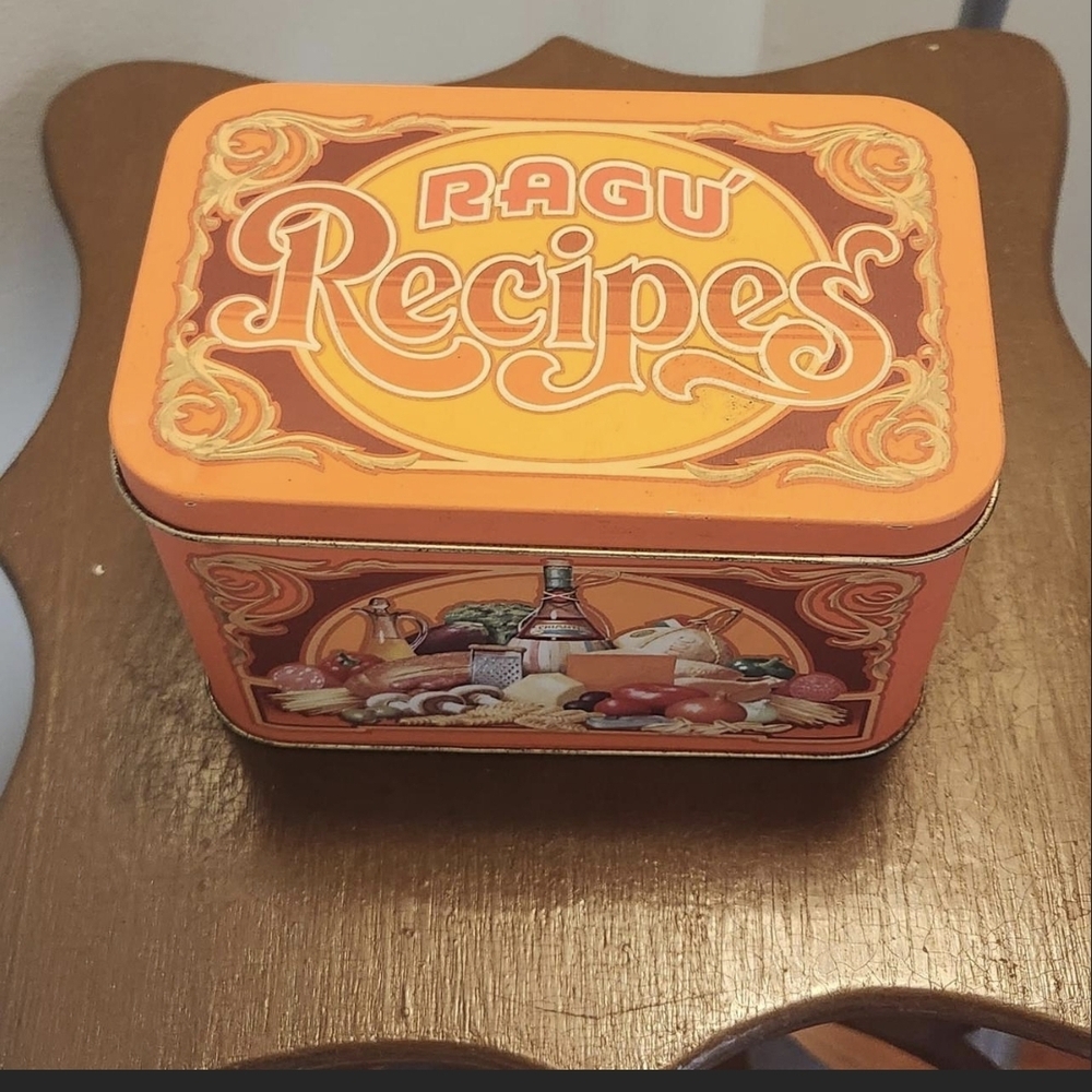 Ragu Vintage Recipes Orange Tin Box